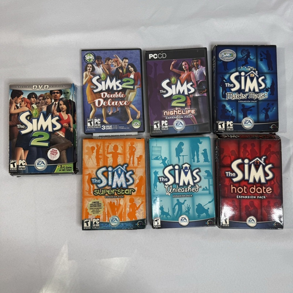 The Sims 2 and Expansion Packs Lot 7 Sets Deluxe NightLife Makin Magic SuperStar